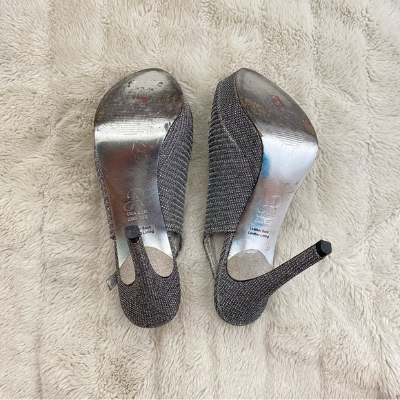 Adrianna Papell Silver Peep Toe Ankle Strap Formal Elegant Heels Size 8.5 - Picture 12 of 15